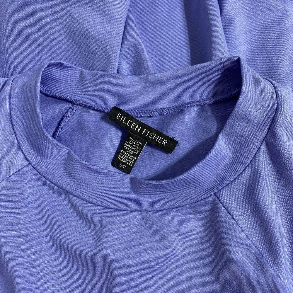Eileen Fisher Shirt Women's S Raglan Sleeve Crewneck Purple Hydrangea Oversized - Picture 4 of 6